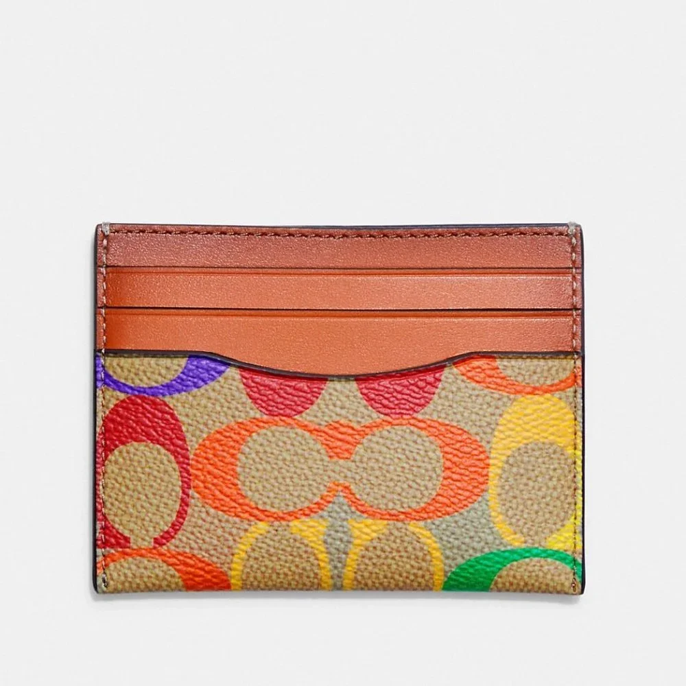 🌈 Coach Card Case In Rainbow Signature Canvas